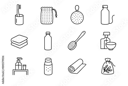 Dry station bamboo icon vector drawstring bathroom eco clay mask long roll