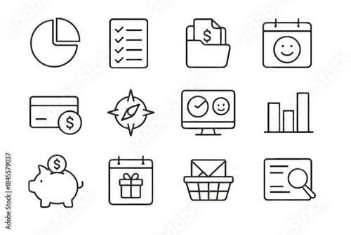 Bank calendar financial combo minimalist peaceful icon vector saving calm outcome budget