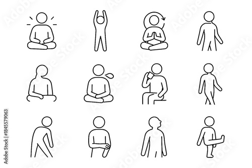Stretch healthy break back gentle ease tilt reset icon vector energy breath