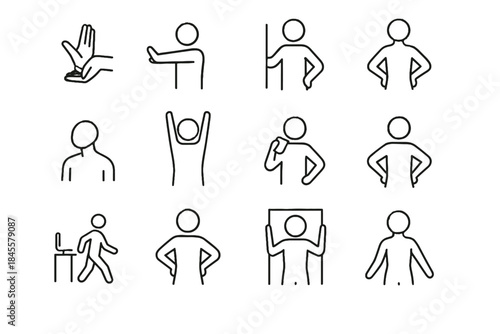Sway lift shoulder doorway sip icon opening healthy breaks vector screen stretch