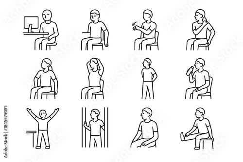 Break wrist doorway movement screen lift micro shift healthy pose relaxed vector