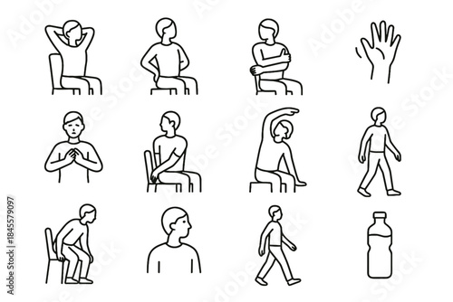 Healthy seated icon vector break shift glance fold icons away walk breath