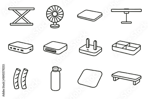 Desk converter bottle icons functional icon docking mouse station fan vector light