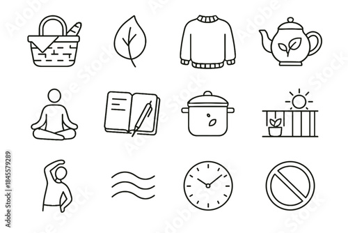 Clock pot mild infusion balcony icon icons mindful weekend symbol vector calm