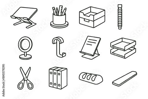 Paper icon wrist desk vector foam pad document tray scissors icons tidy