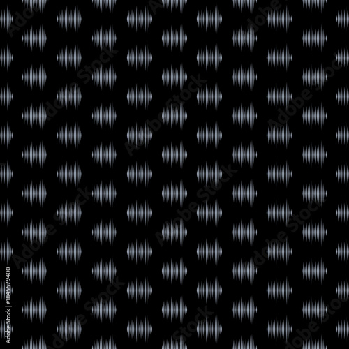 Sound waves seamless pattern isolated on black background