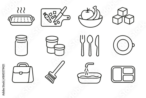 Healthy dish icon icons rinse vector protein board set utensil silicone snack