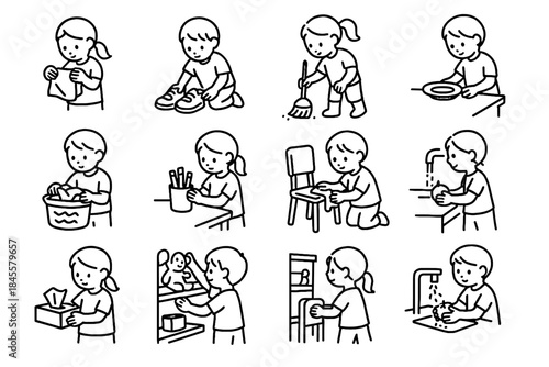 Wiping markers toy to icon kid mess folding vector gently mindful counter