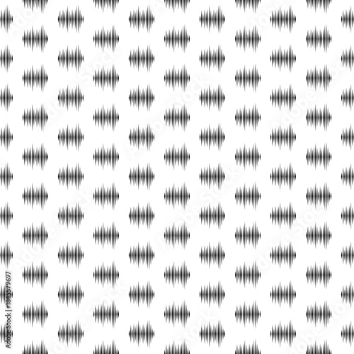 Sound waves seamless pattern isolated on white background