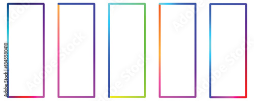 Vibrant rectangular frames in rainbow colors on white background.