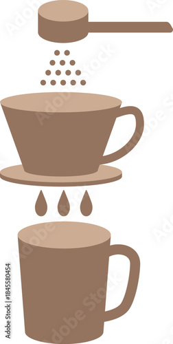 シンプルなハンドドリップコーヒーのイラスト　ブラウン　Web　Adobe Illustrator ArtworkWeb