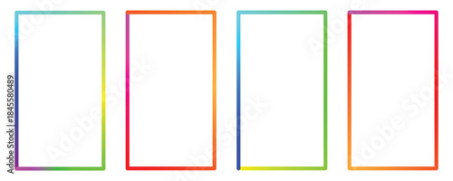 Vibrant rectangular frames in rainbow colors on white background.