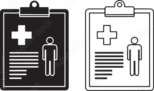 Clipboard With Medical Chart And Person Icon document