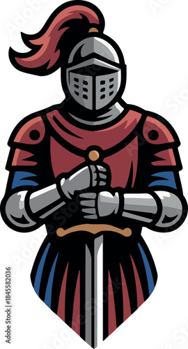 Cartoon illustration of a medieval knight with sword