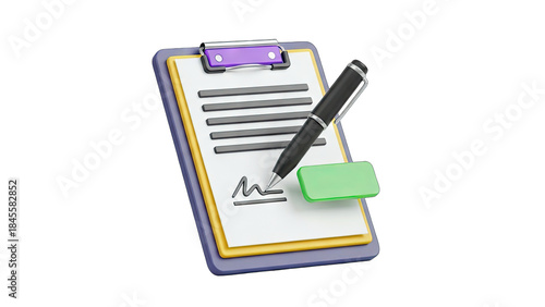 Clipboard with Signature and Pen - Agreement Concept