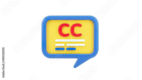 Photos Closed Captions Icon in Speech Bubble - 3D Render