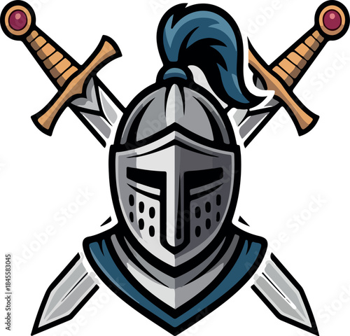 medieval knight with sword and shield in armor