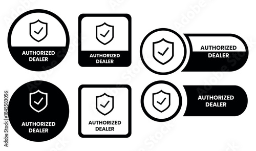 Authorized dealer label icon design. Trusted supplier label with check. Validated distributor stamp design. Trusted partnership badge. Distributor authorization label. Vector illustration