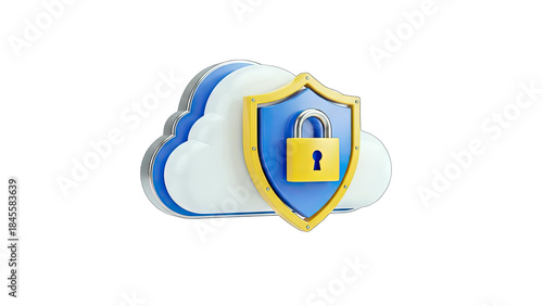 Cloud Data Security: Shield and Padlock Concept