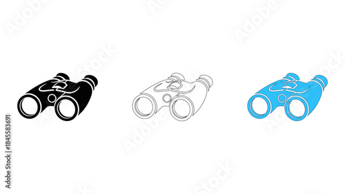 A sleek black silhouette of digital binoculars for magnified viewing of distant objects