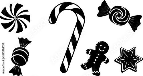 snowflake christmas vector, christmas vector line art decoration elements , christmas happy new year doodles vector 