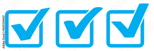 Check box icon with correct, accept checkmark icons tick box checked. Approve symbol. Check mark icon vector design. Blue check mark icon. Blue tick symbol. Vector