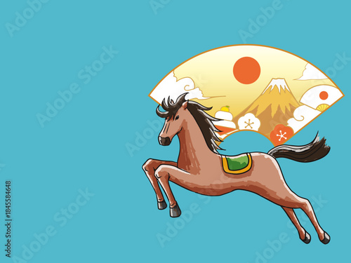  馬, 年賀状, 和風, 和柄, 新年, 動物, クリスマス, うま, ベクター, イラスト