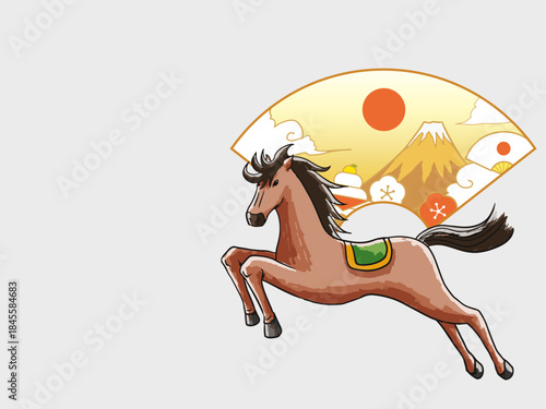  馬, 年賀状, 和風, 和柄, 新年, 動物, クリスマス, うま, ベクター, イラスト
