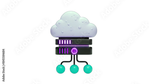Cloud Server Connecting Data - 3D Render