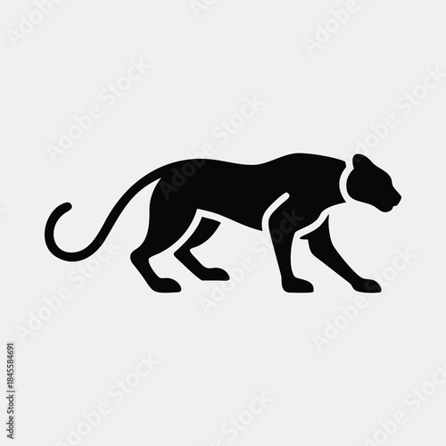 Elegant black panther walking wildlife animal minimalist style silhouette vector illustration