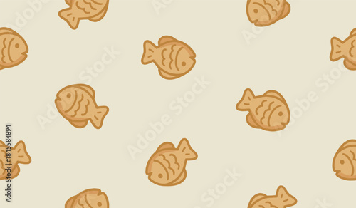 Taiyaki pattern background vector design