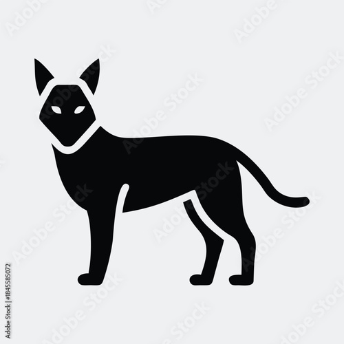 Elegant egyptian mau cat with beautiful body standing silhouette vector illustration