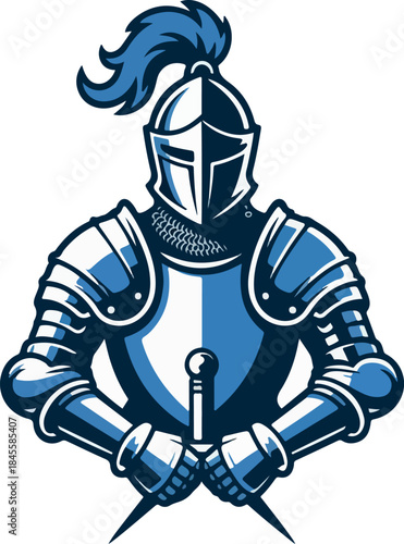 Vector illustration of a medieval knight warrior with sword