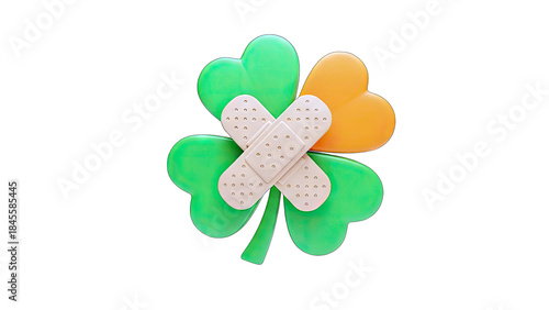 Clover with Bandage: Healing Luck Concept