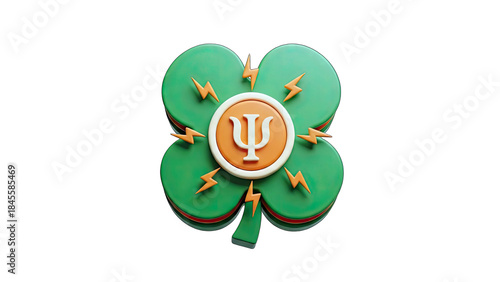 Clover with Psychology Symbol and Lightning - Concept