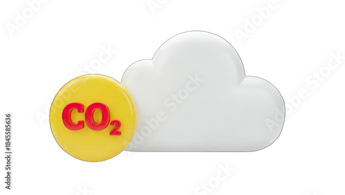 CO2 Emission Cloud Concept on White Background