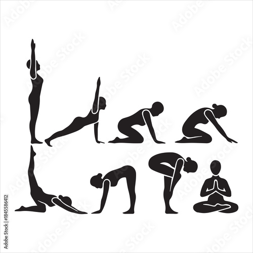 Meditative woman practicing yoga posture vector promoting self-awareness balance and inner wellness