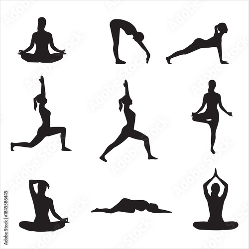 Peaceful woman yoga meditation vector representing mindful breathing balance and mental clarity