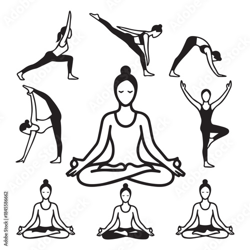 Peaceful yoga woman vector design enhancing mindfulness balance and overall mental wellness