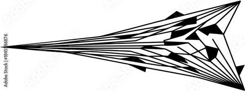 Deconstructed Cube Silhouette: Geometric Lines Pulling Apart Vector