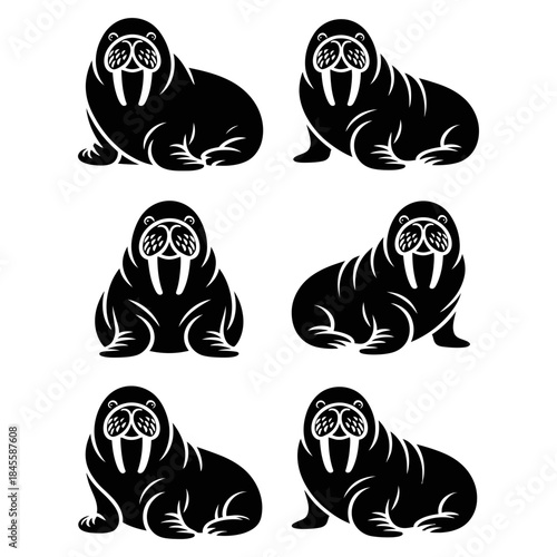 set of  walrus icons 