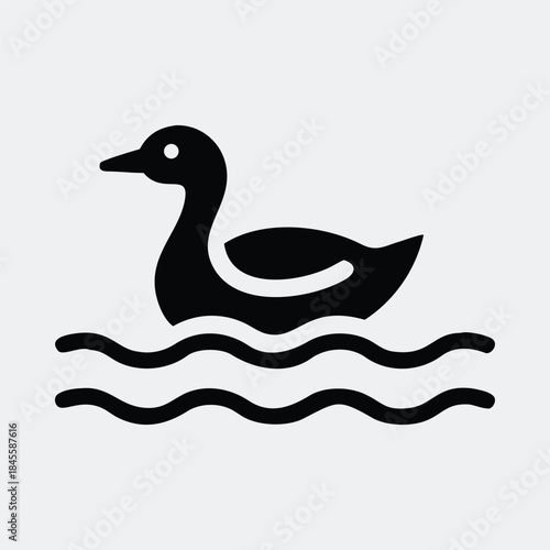 Simple silhouette of a duck swimming on water silhouette vector illustration