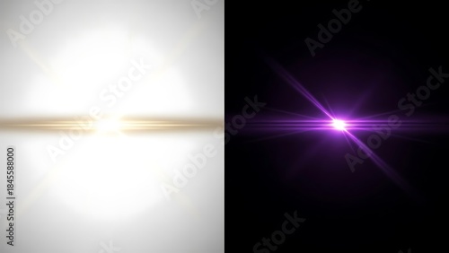 Soft Peach Horizontal Streak and Intense Magenta Starburst - Light Flare Abstract