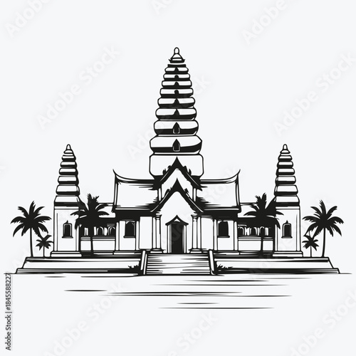 Bali monaster sketch illustration vector