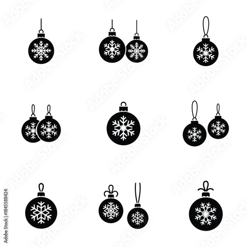 Collection of Christmas Ornaments Vector Icons for Holiday Design