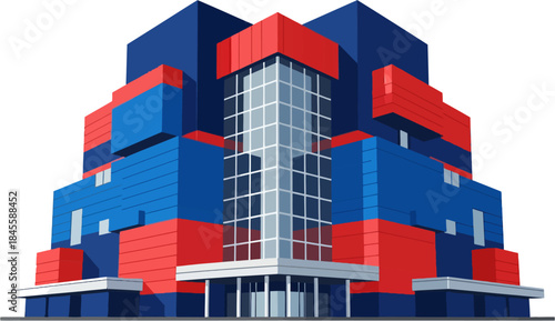 Osaka Aquarium Kaiyukan Vector Illustration, Modern Geometric Building And Iconic Marine Landmark In Japan