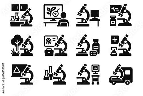Bench study lab microscope school icon biology forensics vector mobile field ar