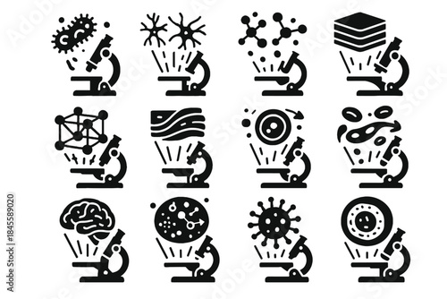 Neurons wall ar crystal microbiology interactive icon lattice cell rotating vector holographic