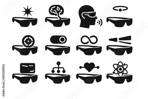 Icons spatial future predictive icon ai adaptive flare beam edge tech vector