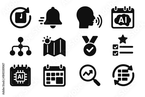 Vector routine automation deadline icon trainer ai block task map engine